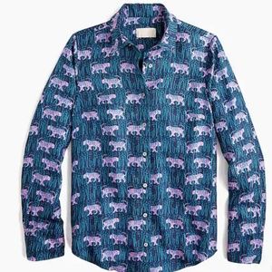 J. Crew tiger-print silk pajama-style shirt
